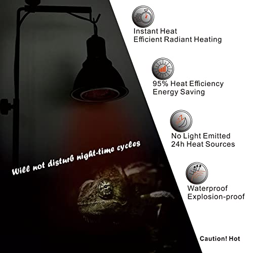 Deep Heat Projector Reptile Heat Lamp Bulb (DHP 100W, PAR30), Basking Light for Bearded Dragon & Leopard Gecko, Carbon Infrared Heater for Amphibian Pet