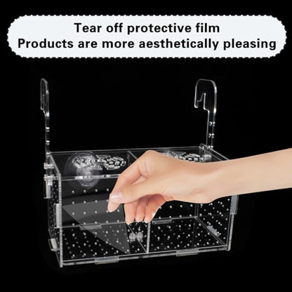 Fish Breeding Box for Aquarium Acrylic Fish Tank Breeder Divider Box with Suction Cups Transparent Hatchery Hanging Incubator for Fishes Shrimp Clownfish and Guppy 7.2" x 3.5" x 3.3"