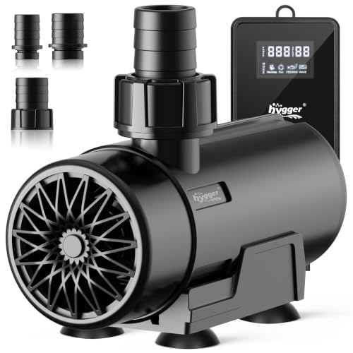 hygger 15W-100W Water Pump with Controller (Up to 3430GPH), Submersible/Inline Return Pump with Adjustable Mode/Flow, 2 Fountain Pump with 2 Inlet Cover and 3 Nozzles, for Fish Tank, Pond, Aquarium - size: 1321GPH-45W