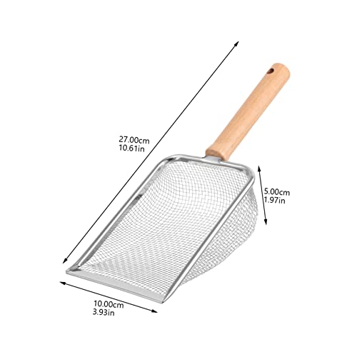 Toyvian Reptile Litter Scoop with Comfortable Wooden Handle Tool for Cleaning Turtle Lizard Snake and Frog Waste Efficient Mesh Design for Easy Use Reptile