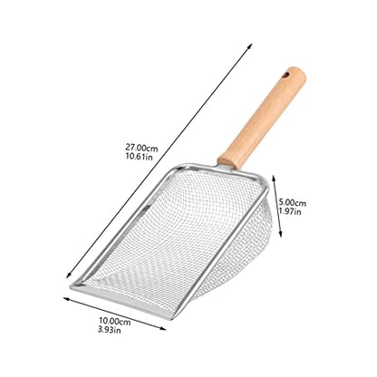 Toyvian Reptile Litter Scoop with Comfortable Wooden Handle Tool for Cleaning Turtle Lizard Snake and Frog Waste Efficient Mesh Design for Easy Use Reptile