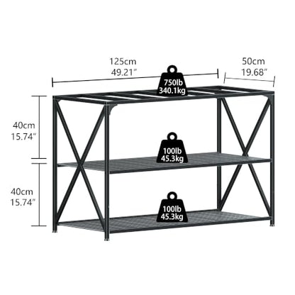 55-75 Gallon Fish Tank Stand, 49.2 x 19.7x 31.5 Inch | Industrial Aquarium Stand with Power Outlet and Switch, Turtle Tank, Reptile Terrariums and Breeder Tank Stand, Black - color: Black