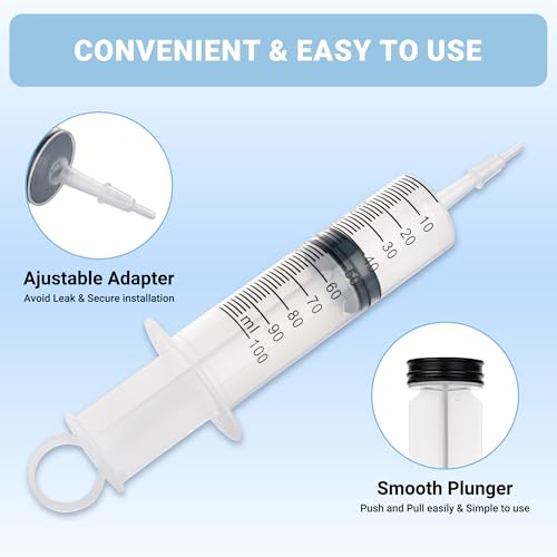 100ml Large Syringe, 5 Pack Plastic Syringes for Liquid with Tip Adapter | 100cc Large syringe for thick liquids & Scientific Labs, Oil Transfer, Plant Watering & Refilling, Glue, Individual Sealed - style: 100 ML