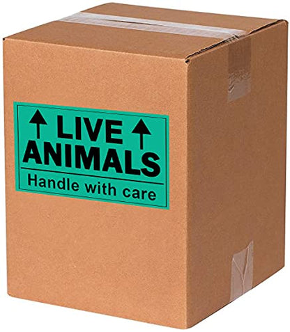 Remarkable Live Animals Please Handle with Care Stickers,2 X 3 Inch Fluorescent Fragile Shipping Label Stickers for Shipping and Packing (250 Adhesive Labels)