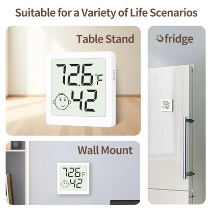 Mini Humidity Meter Hygrometer 6 Pack Room Thermometer Indoor Digital Temperature and Humidity Monitor for Home House Office Garden and Cellar - style: Style A-White-6pcs