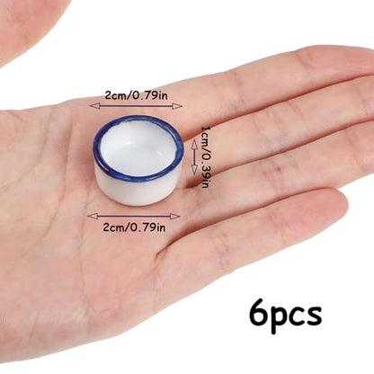 6 Pcs Spider Mini Water Bowl Tarantula Micro Ceramic Water Dish for Spider Tarantula Millipede Tiny Reptile Scorpion Cricket Snail Manti Bugs
