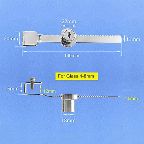 Sliding Glass Door Lock for Reptile Vivarium Terrarium Showcase Display Cabinet, Zinc Alloy Security Latch with Keys, Pet Enclosure Hardware(4-8mm) - size: 4-8mm
