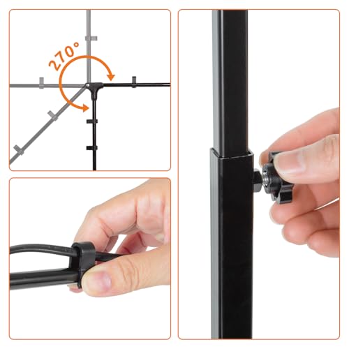 Reptile Dual Lamp Stand, Floor Light Holder with Adjustable Heigh Bracket Metal Support for Reptile & Amphibian Terrarium Tank Vivarium Cage