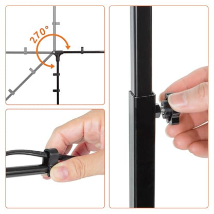 Reptile Dual Lamp Stand, Floor Light Holder with Adjustable Heigh Bracket Metal Support for Reptile & Amphibian Terrarium Tank Vivarium Cage