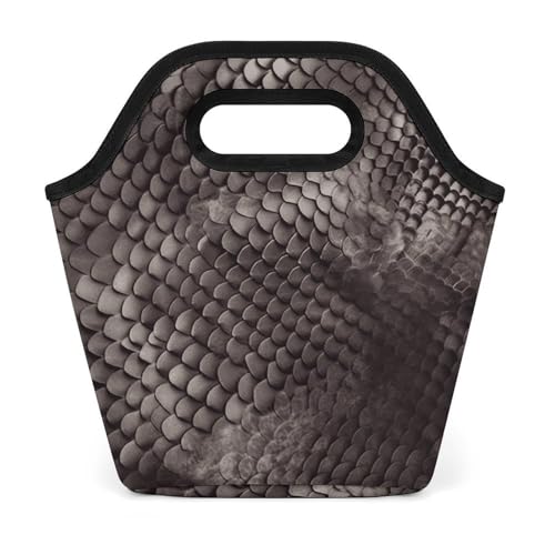 Classic Snake Skin Lunch Bag for Women/Men, Lunch Box Bag Insulated, Lunch Tote Reusable Portable for Work Outdoor Travel And Picnic Beach