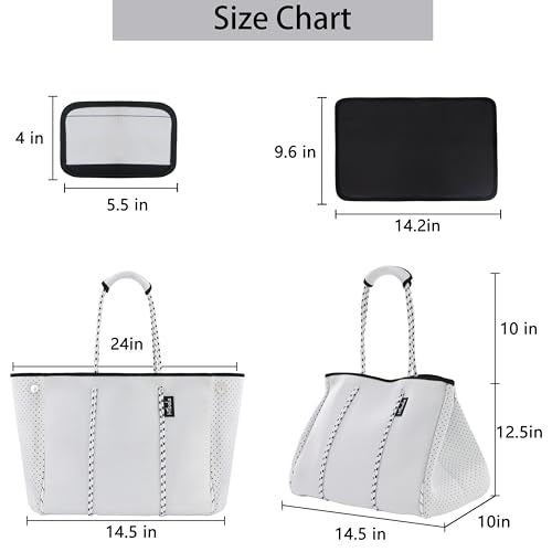 Hibala Neoprene Multipurpose Beach Bag,Gym/Travel/Pool Bag,Tote For Women&Men - color: White