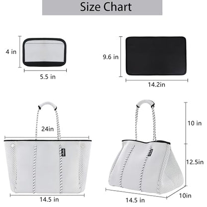 Hibala Neoprene Multipurpose Beach Bag,Gym/Travel/Pool Bag,Tote For Women&Men - color: White