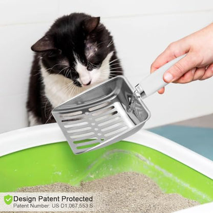 Cat Litter Scoop - Stainless Steel Metal Cat Litter Scoop-Sturdy Mesh Scooper - Mesh Shovel-Easy to Clean - Suitable for Cat Litter Box -Grey White-Christmas - color: Grey White, size: M