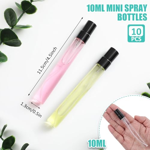 Zhehao 50 Pcs Mini Spray Bottles 10 ml Clear Glass Perfume Bottles Refillable Fine Mist Perfume Atomizer Portable Empty Sample Containers for Cleaning, Essential Oils, Travel (Black Cap) - color: Black Cap, size: 10 Ml