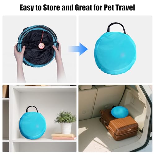 Bemodst Cat Tunnel for Indoor Cats, 5 Way Cat Tubes and Tunnels Collapsible S-Shape Small Animal Tubes Kitty Tunnels Interactive Maze Cat Toy for Kitten Rabbit Ferret - 5 Way - color: Black&Blaue 5 way