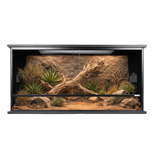 36x18x18 Inch PVC Reptile Enclosure,50 Gallon Reptile Tank Cage for Snake,Ball Python,Bearded Dragon,Gecko,Lizard,Turtle with Front Sliding Door and Top Screen Ventilation