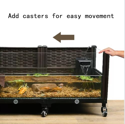 Large Tortoise Habitat Tank with Drainage & Glass Pool,Turtle Habitat Tank | Indoor / Outdoor Reptile Habitat,Aquatic & Terrestrial Turtle Terrarium with Wheels,Ideal for Pet Turtles,Reptile Enclosure