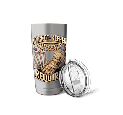 Wicket Keeper Trust Required Cricket Stainless Steel Insulated Tumbler - color: Brushed Steel