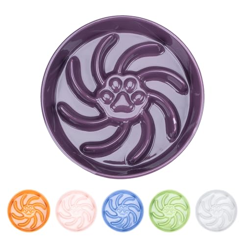 Ceramic Slow Feeder Dog Bowl, 3 Cup Dog Food or 25oz Water, Slow Eating Bowl for Middle Breed, Maze Puzzle Feeder for Fast Eaters, Anti-Choking Stop Bloat, Non-Slip BPA Free (Purple) - color: Purple
