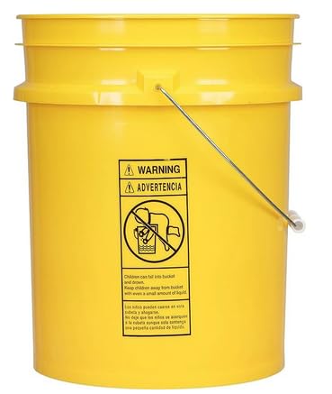 5 Gallon Food Grade Plastic Bucket with Air Tight Screw on Lid Made in USA Container (Yellow Bucket with Green Lid) - color: Yellow Bucket With Green Lid