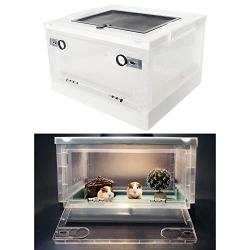 Foldable Reptile Feeding Box, Hamster Breeding Box, Transport House, Pet Cage Habitat for Frog Scorpion, White