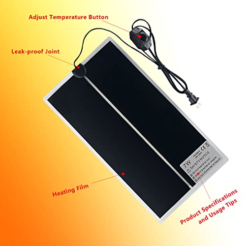 Reptile Heating Mat, 2PCS Reptile Heating Pad with Temperature Adjustment for Reptiles Tortoise Snakes Lizard Gecko Hermit Crab Amphibians - Removable Terrarium Heat Mats(7W, 6x11 inches) - size: 2PCS,7W