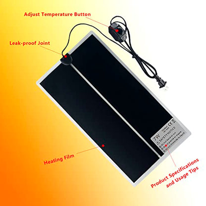 Reptile Heating Mat, 2PCS Reptile Heating Pad with Temperature Adjustment for Reptiles Tortoise Snakes Lizard Gecko Hermit Crab Amphibians - Removable Terrarium Heat Mats(7W, 6x11 inches) - size: 2PCS,7W