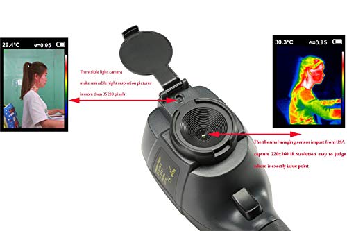 220 x 160 IR Resolution HTI Thermal Imager, Handheld 35200 Pixels Thermal Imaging Camera with 3.2" Color Display Screen(Battery Included) - size: HT-18:220 x 160