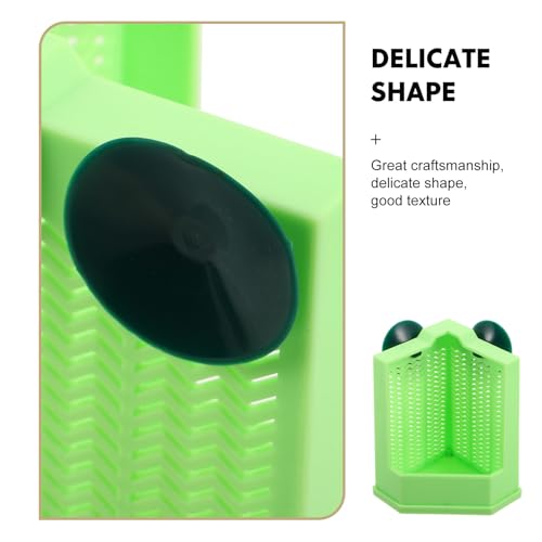 Reptile Corner Hunting Bowl: Plastic Feeder Box - Food Dish with Suction Cups for Wall Terrarium Glass Mount Bearded Dragons Insect Feeding Green - size: 12.00X11.00X7.80CM