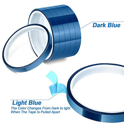 selizo Heat Tape for Heat Press Sublimation, 6 Packs Heat Transfer Tape Heat Resistant High Temperature Adhesive Tape for Dye Sublimation, HTV Craft - color: Blue