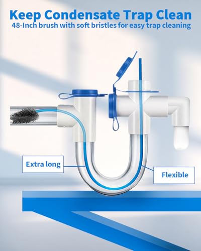 2 PCS Condensate Trap Flexible Drain Brush, 48 Inch Drain Line Cleaning Brush, Condensate Traps Clean for Condensate P-Trap and HVAC Systems - style: 2 PCS 48 In