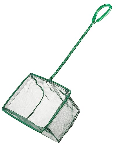 Pawfly Aquarium Fish Net with Braided Metal Handle Square Net with Soft Fine Mesh Sludge Food Residue Wastes Skimming Cleaning Net for Fish Tanks Small Koi Ponds and Pools - style: 6 Inch