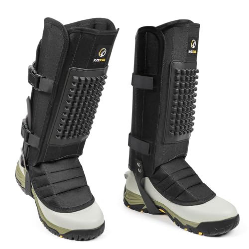 Snake Gaiters, 1200D Waterproof Snake Chaps Snake Gaiters for Men Women, Adjustable Snake Bite Protection Snake Guards for Legs Men, Snake Proof Gaiters for Hiking Hunting - color: Black