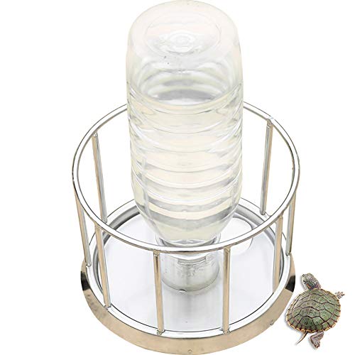 La La Pet® Reptile Water Bottle Stainless Steel Turtle Automatic Feeders Waterer Pet Dispenser Bottle Food and Water Feeding Dish Bowl for Lizard Tortoise Chameleon Round S - size: S