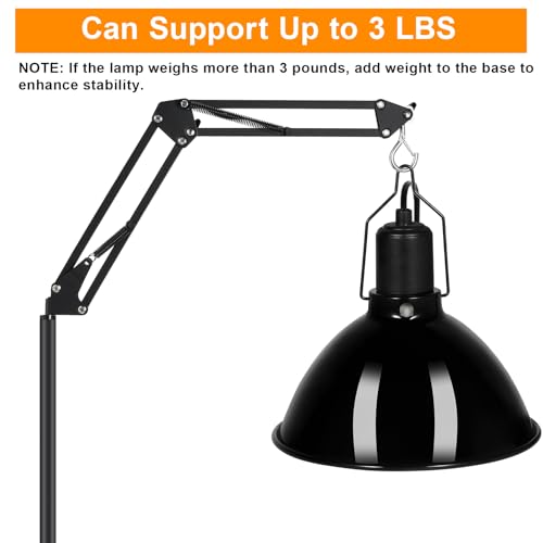 Reptile Lamp Stand Reptile Light Stand (15.7inch to 74.3inch) | 360° Adjustable Swing Arm, Heat Lamp Holder for Bearded Dragon Turtles Snake and Chicks - size: 15.7-74.3 inches (without Lampshade)