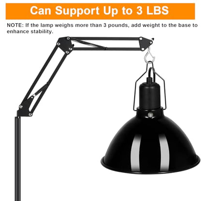 Reptile Lamp Stand Reptile Light Stand (15.7inch to 74.3inch) | 360° Adjustable Swing Arm, Heat Lamp Holder for Bearded Dragon Turtles Snake and Chicks - size: 15.7-74.3 inches (without Lampshade)