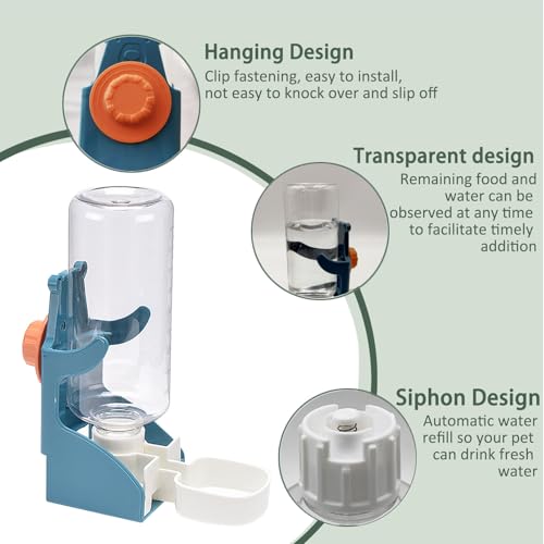 No Mess Bird Feeder Water Dispenser Set Automatic Transparent Parrot Feeder | Acrylic Parrot Food Container Drinker Cage Accessories for Small Birds Canary Parakeet Finch (Blue+Blue, 1) - color: Blue+Blue