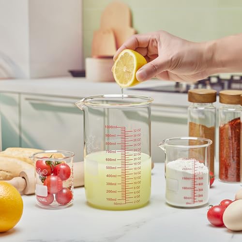 High Borosilicate Glass Measuring Cup-V-Shaped Spout,1000ml(32OZ) Glass Measuring Beaker for Kitchen or Restaurant, Easy to Read - size: 1000ml (32oz)