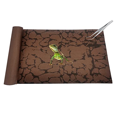 Tfwadmx Reptile Carpet Sand Mat for Bearded Dragon Terrarium Substrate Liner Brown Reversible Lizard Bedding Mats for Cage Leopard Gecko Tortoise Turtle Snake Chameleon with Tweezer 20"x 39"(1 Pcs) - size: L:19.7"x39.3"(1Pcs)