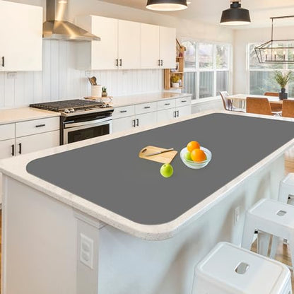 Silicone Mats for Kitchen Counter, Treerit 47.24"x 23.62" Extra Large Silicone Mat, Non-slip Heat Resistant Kitchen Counter Mat, Quartz Countertop Protector, Shipped Rolled Up, No Creases, Gray - color: Gray