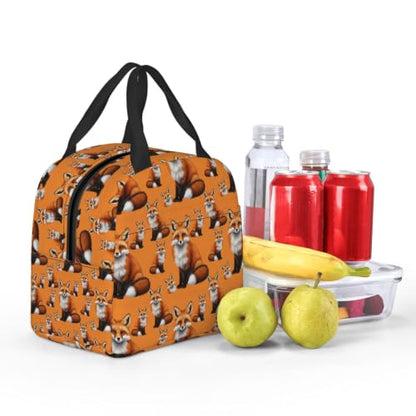 Adult Snow Foxs Print Insulated Lunch Tote Reusable | Snow Foxs, Polyester Thermal Insulation Tote, Zipper Closure for Travel, Gym & Picnic - color: Pattern (848)