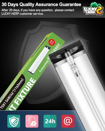 LUCKY HERP T5 Reptile Light Fixture Combo Kit 54W (New Upgrade), UVB Reptile Light Fixture with Desert UVB 10.0 46" Fluorescent Tube, UVA UVB Reptile Light for Lizard, Bearded Dragon, Tortoise - size: 46 Inch