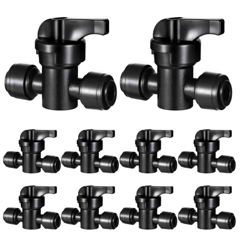 10 Pack 1/4" Quick Connect Fittings Shut Off Valve,1/4 Inch Irrigation Tubing Fittings Anti-Drop Push to Connect Fittings Locked Coupling Valve - size: 10 Pack 1/4" Shut Off Valve