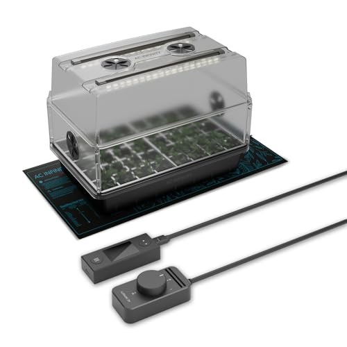 AC Infinity Heavy-Duty Humidity Dome 5x8 Germination Kit with Waterproof Seedling Mat, Full Spectrum LED Grow Light Bars, Samsung LM301H EVO Diodes, Vented Extension Panels, for Seed Starting | Full Spectrum LED Grow Light Bars w/Samsung LM301H EVO LEDs,