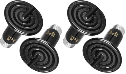 Simple Deluxe 25W Ceramic Heat Lamp, Reptile Heat Bulb Emitter, No Light Emitting Brooder Coop Heater for Amphibian Pet & Incubating Chicken, Black, 4 Pack - size: 25 Watts (Pack of 2)
