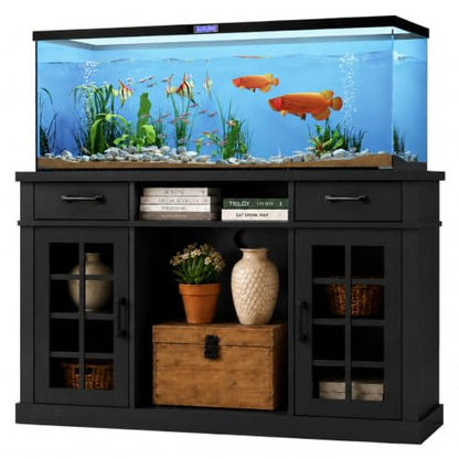 55-75 Gallon Fish Tank Stand, 75 Gallon Aquarium Stand, 1100LBS, Black | Farmhouse Heavy Duty Wood Fish Tank Stand 55+ Gallon with Storage Cabinet for Turtle Tank, Reptile Terrarium - color: Black