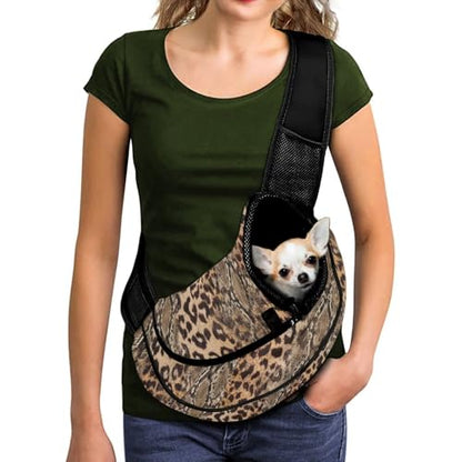 COEQINE Dog Sling Carrier Bag for Small Puppy Hands-Free Python Scale Snake Leopard Print Front View Cat Sling Carrier Reptile Texture Small Cats Edgy Outdoor - color: Snake pattern