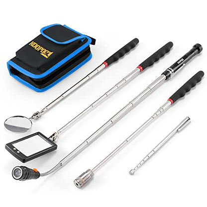 Telescoping Magnetic Pickup Tool Set, Inspection Mirror Telescoping, LED Flashlight, Cool Gadgets for Men, Father’s Day Gift, Gifts for Dad, Husband, Kids, Boyfriend, Magnet Stick (Blue) - color: Blue