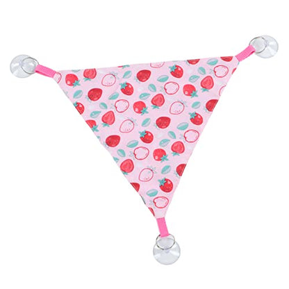 Zerodis Reptile Hanging Bed, Bearded Dragon Strawberry Hammock Hanging Lounger with Adhesive Suction Cup for Climbing Guinea Pig Hamster Lizard 2pcs - size: Pink strawberry size S