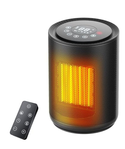 ZAFRO 1500W Space Heater with Remote, 24H Timer & Digital Thermostat | PTC Ceramic Fast Heat, 5 Heating Modes & Overheat Safety; Portable Electric Heater for Home, Office & Bedroom